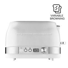 Time Led Display 2-Slice White Electric Toaster